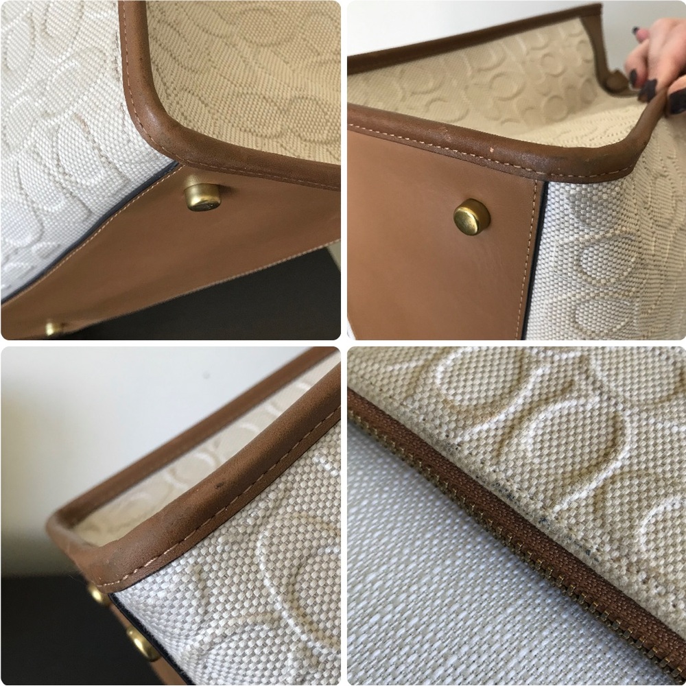 Coach Signature Canvas / Leather Field Tote Crossbody With Matching Zipper Pouch - Picture 13 of 16